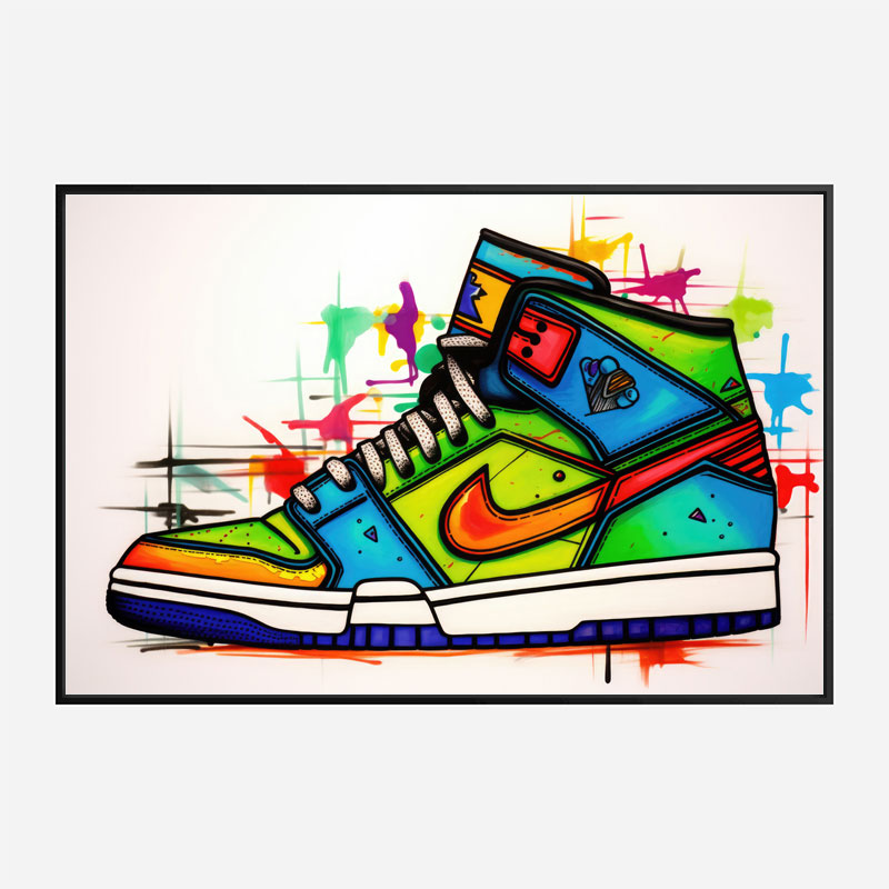 Air Jordon Sneakers Graffiti Style 2 Wall Art